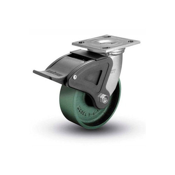 Colson 4 Series Swivel Plate Caster 4.05109.139 BRK4 Cast Iron With Brake 5" Dia. 1000 Lb.